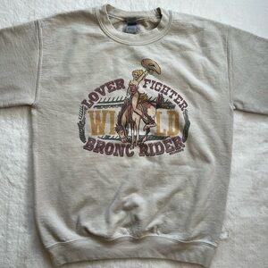 Gildan Beige Wild Bronc Rider Sweatshirt